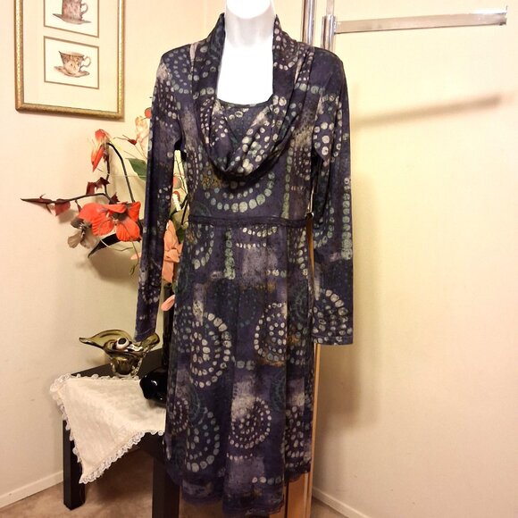 NWT I.AM.GIA Women’s Elegant Purple Printed Long Sleeve Midi Dress Size 38 - Picture 5 of 11